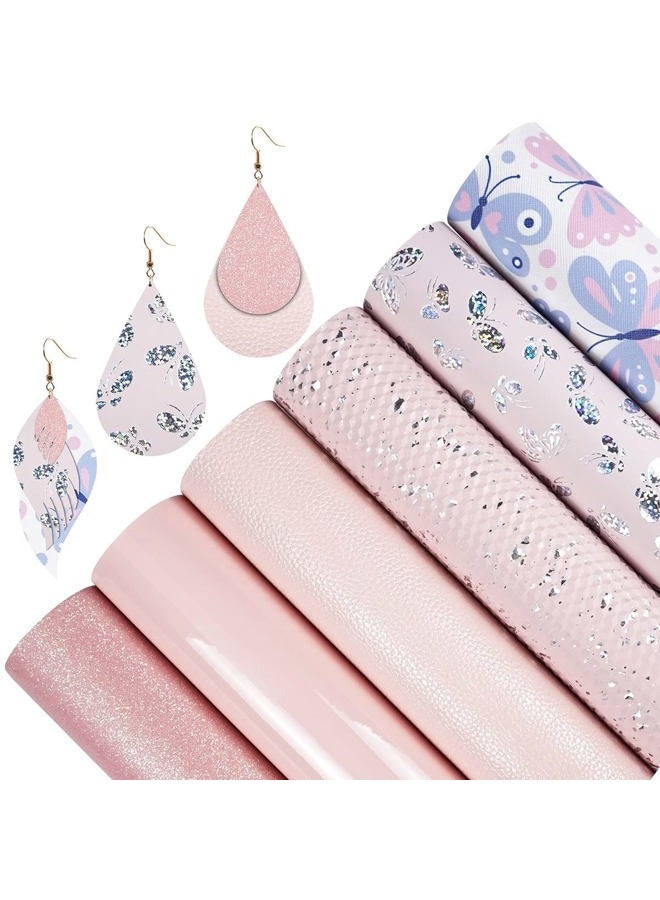 Litchi 7 Pieces/Set 8x12 Inch (21cmx30cm) A4 Bundle Leather Sheets Mixed Candy Color Series Patent Skin Texture Faux Leather Fabric for Bow Earring Making DIY Craft - Image 3