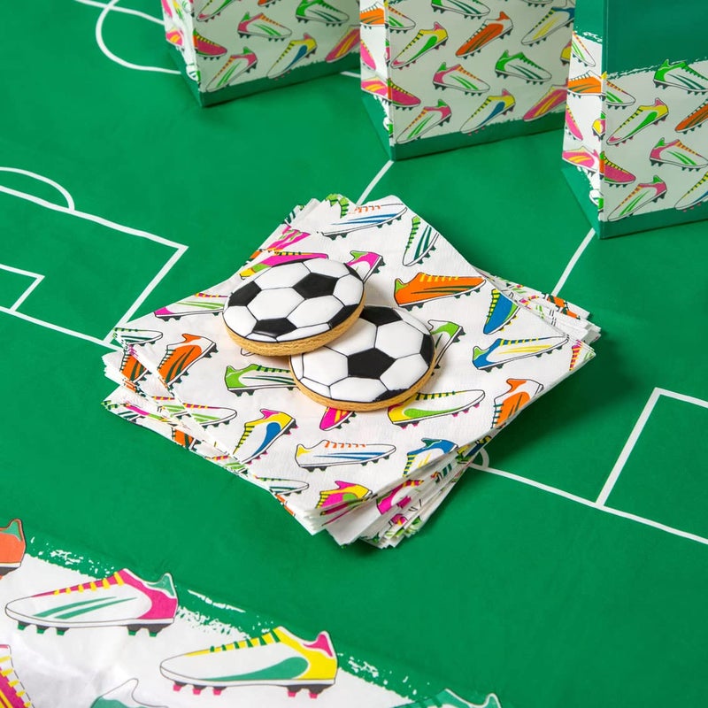 Talking Tables Soccer Napkins | Pack of 20 Paper Serviettes, Recyclable Disposable Kids Party Tableware For Birthday, Game Day Green - Image 5