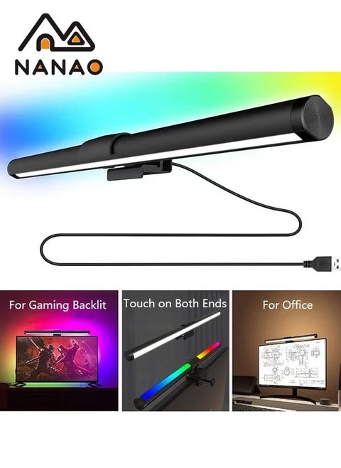 Computer Monitor Light with RGB 3 Color Changing Ambient Light,No Glare Screen Monitor Light,Adjustable USB RGB LED Monitor Light Screen Lamp With RGB Backlight 45cm For Office/Home/Gaming Room/Desk