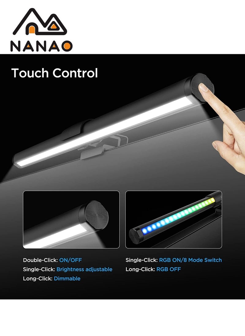 NANAO - Computer Monitor Light with RGB 3 Color Changing Ambient Light,No Glare Screen Monitor Light,Adjustable USB RGB LED Monitor Light Screen Lamp With RGB Backlight 45cm For Office/Home/Gaming Room/Desk - Image 1