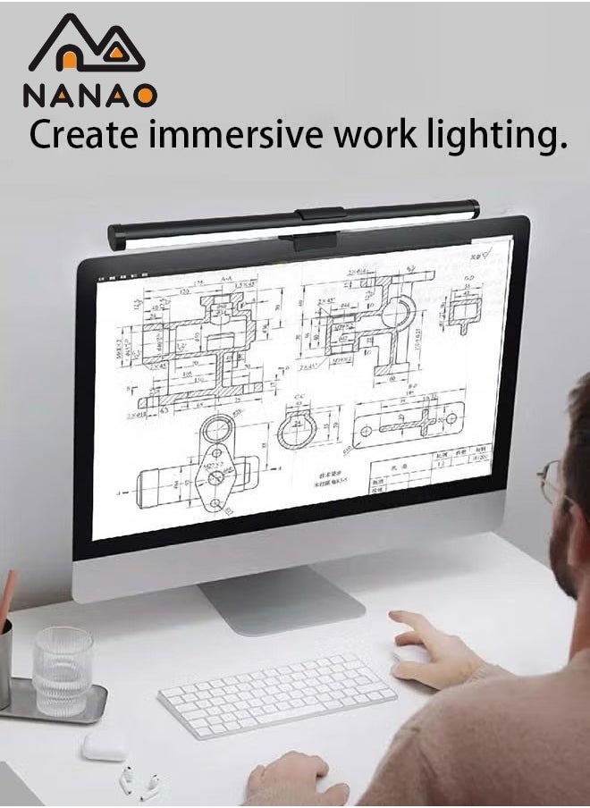 NANAO - Computer Monitor Light with RGB 3 Color Changing Ambient Light,No Glare Screen Monitor Light,Adjustable USB RGB LED Monitor Light Screen Lamp With RGB Backlight 45cm For Office/Home/Gaming Room/Desk - Image 1