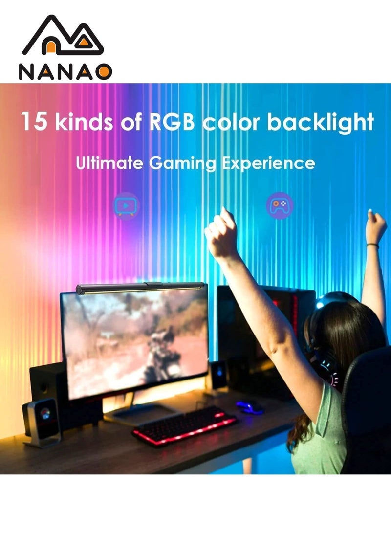 NANAO - Computer Monitor Light with RGB 3 Color Changing Ambient Light,No Glare Screen Monitor Light,Adjustable USB RGB LED Monitor Light Screen Lamp With RGB Backlight 45cm For Office/Home/Gaming Room/Desk - Image 1