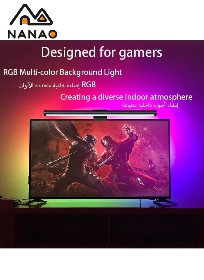 NANAO - Computer Monitor Light with RGB 3 Color Changing Ambient Light,No Glare Screen Monitor Light,Adjustable USB RGB LED Monitor Light Screen Lamp With RGB Backlight 45cm For Office/Home/Gaming Room/Desk - Image 1