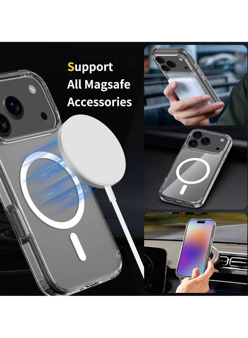 MUDISO Cear MagSafe Case for iPhone 17 Pro, [Non-Yellowing][Reinforced Corners] Wireless Charging Shockproof Bumper Protective Phone Case - Image 2