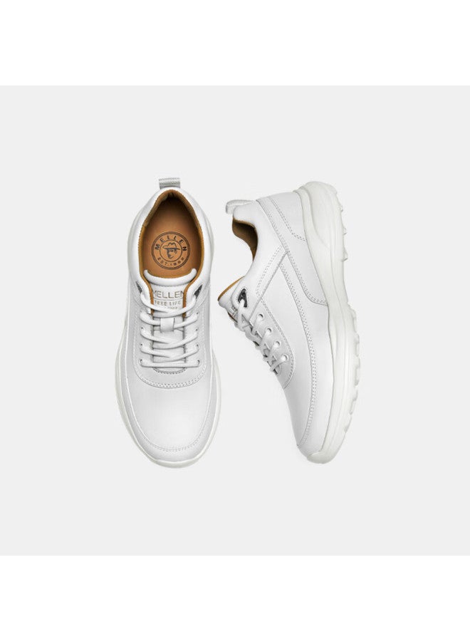 Mellen Business Casual Comfortable Breathable Low-top Lace-up Round Toe Leather Shoes For Men, Mf767701, White, Size 43 - Image 2