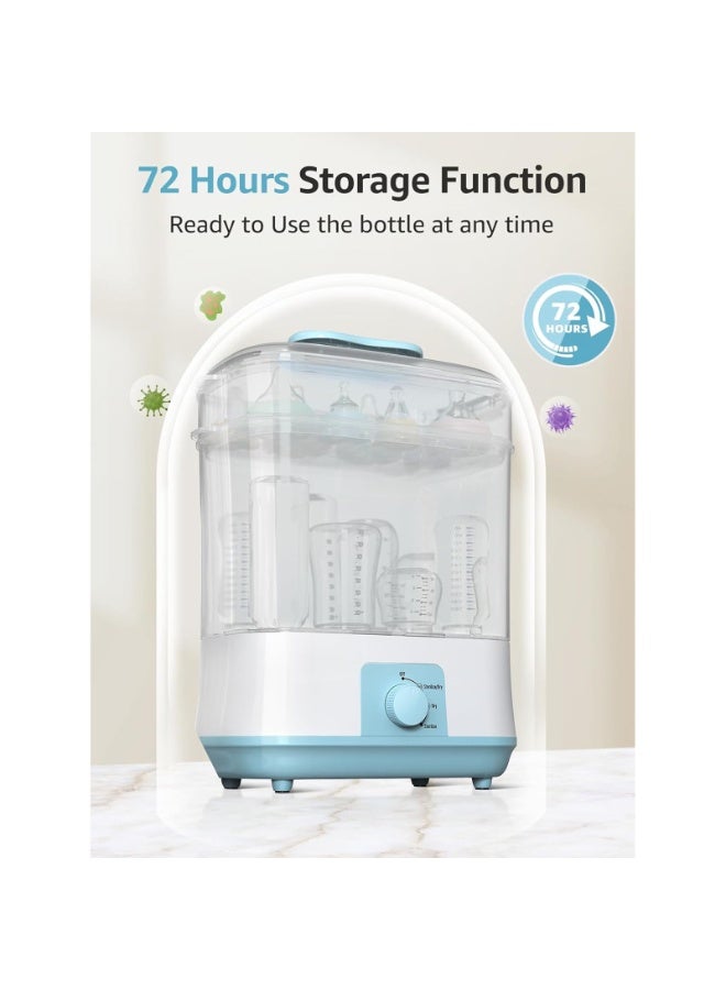 زاڤية جهاز تعقيم وتجفيف كهربائي لرضّاعات الأطفال، تصميم معياري 3 في 1 بسعة كبيرة، مع تخزين معقم 72 ساعة، خالٍ من مادة BPA - أزرق/أبيض - Image 5