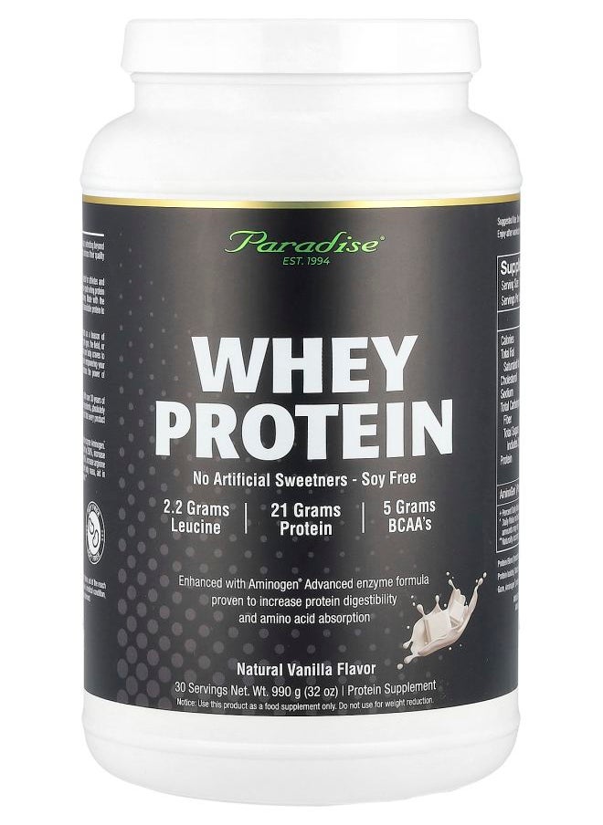 Paradise Herbs Whey Protein Natural Vanilla 32 oz (990 g) 