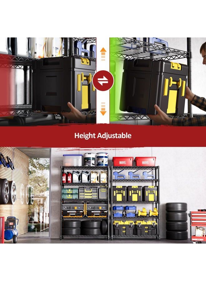 IZEUK 5-Tier Heavy Duty Metal Storage Shelving Unit (Chrome, 17.7" D x 47.2" W x 72.3" H, 1750 lbs Capacity), Adjustable Steel Wire Rack Shelf Organizer for Garage, Kitchen, Pantry, Basement, Laundry - Image 3