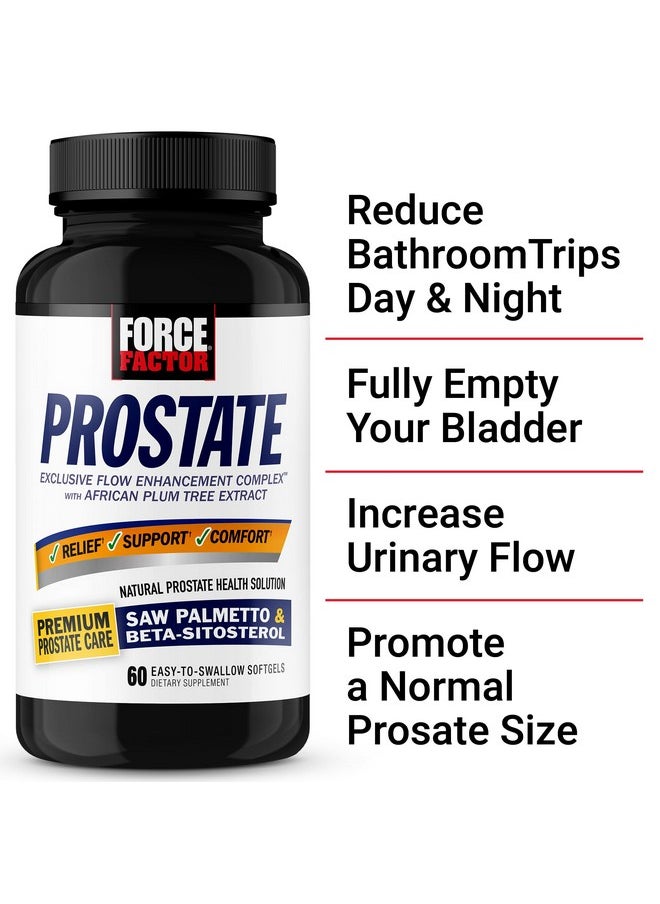 Force Factor Force Factor Prostate Saw Palmetto and Beta Sitosterol Supplement for Men, Prostate Health/Size Support, Urinary Relief, Bladder Control, Reduce Nighttime Urination, 60 Softgels  - Image 2