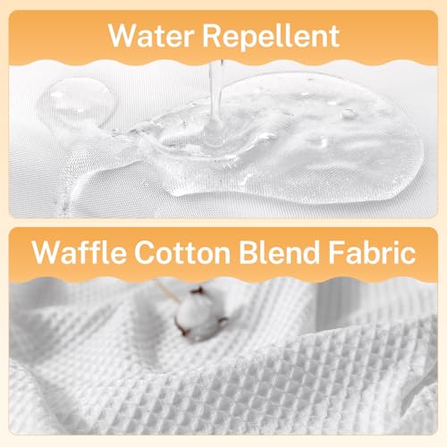 River Dream White Fabric Shower Curtain Set, Cotton Blend, Waffle Weave, with Snap in Replacement Liner，71 x 74 inches - Image 5
