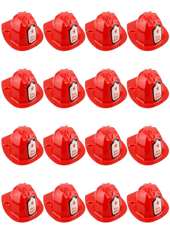 Cotiny 16 Pack Kids Firefighter Hats Plastic Red Fire Helmet for Kids Firefighter Theme Party Costume Accessory Dress Up Gift - Image 1