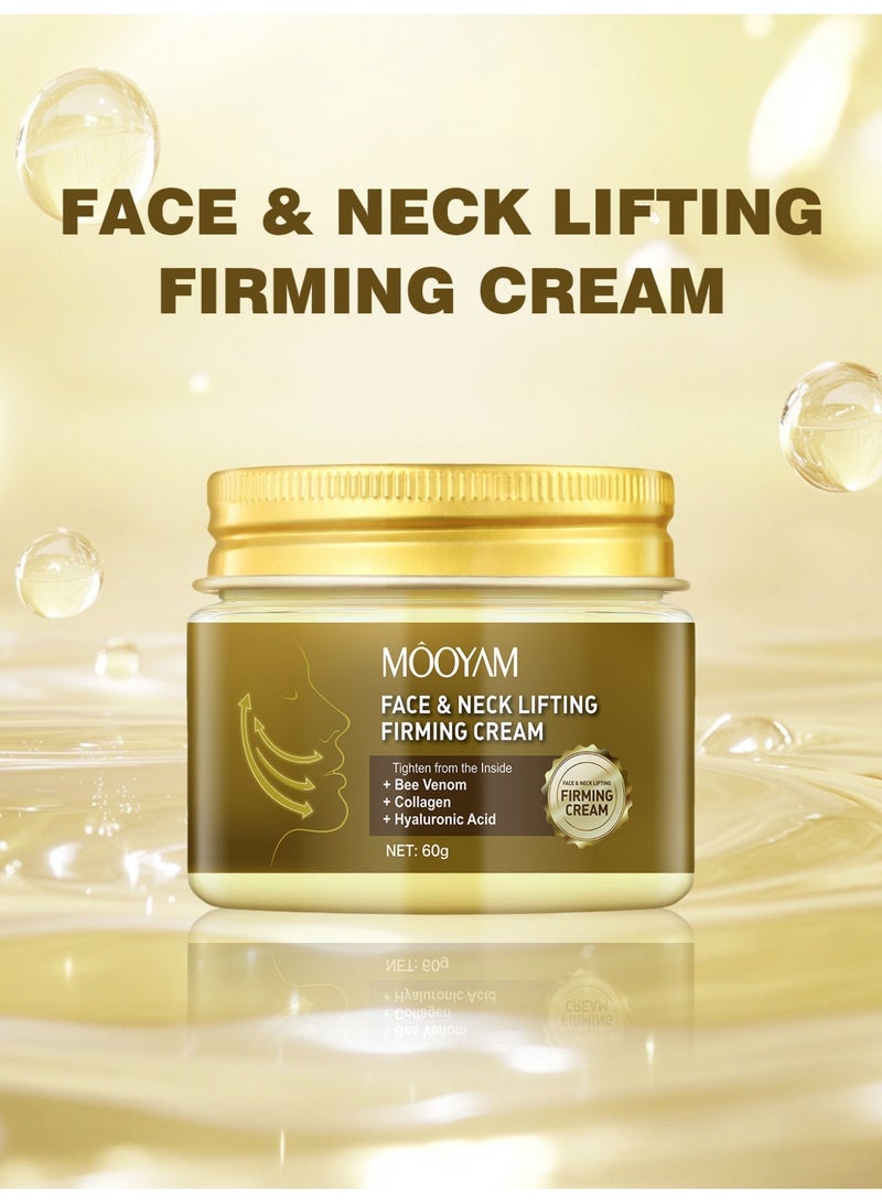 MOOYAM Face and Neck Lifting Firming Cream with Bee Venom to Tighten and Firm Skin from the Inside Collagen and Hyaluronic Acid Formula 60g - Image 3