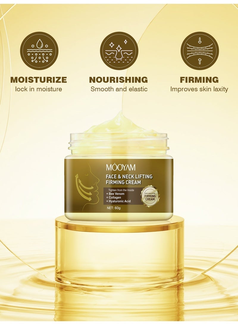 MOOYAM Face and Neck Lifting Firming Cream with Bee Venom to Tighten and Firm Skin from the Inside Collagen and Hyaluronic Acid Formula 60g - Image 4