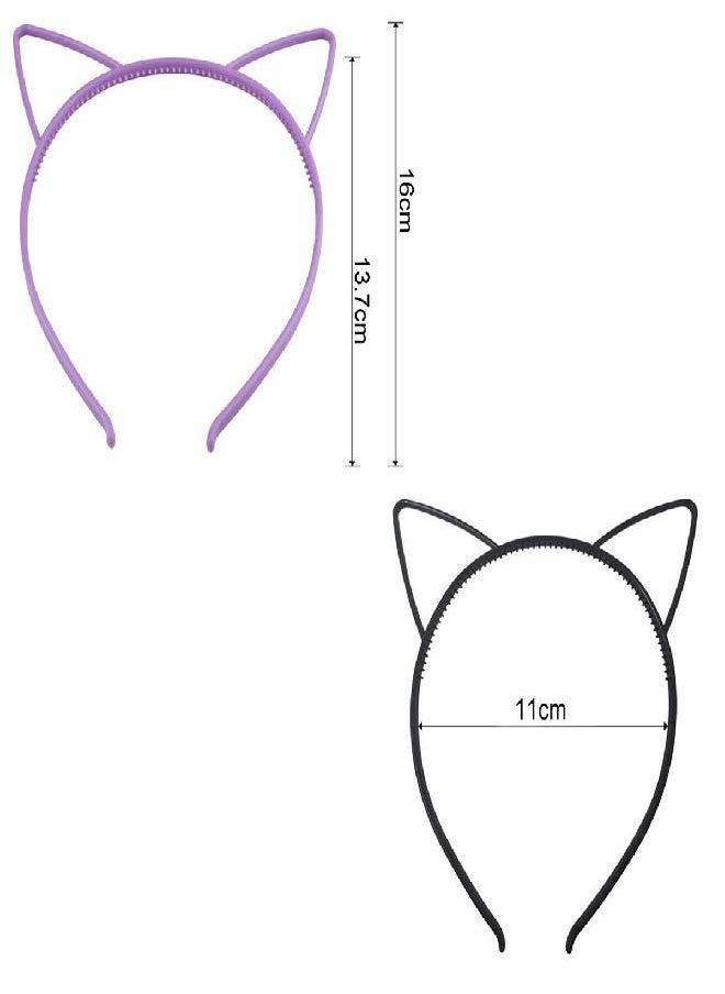 lasenersm 12 Pieces Plastic Cat Ears Headband Multicolor Cat Ear Headbands Headwears for Women Girls Makeup Party Daily Decorations Birthday Party (At Least 10 Colors)  - Image 3