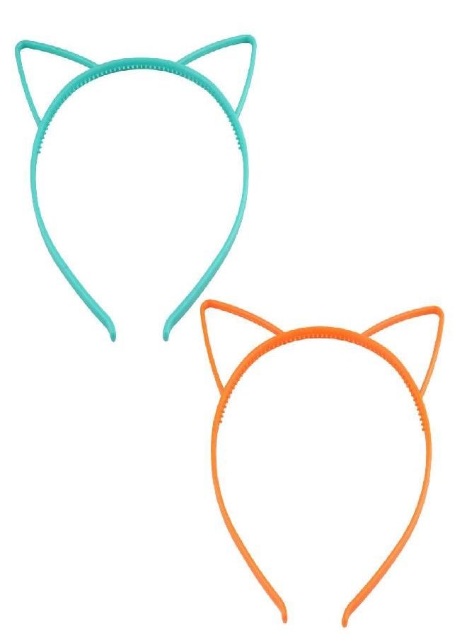 lasenersm 12 Pieces Plastic Cat Ears Headband Multicolor Cat Ear Headbands Headwears for Women Girls Makeup Party Daily Decorations Birthday Party (At Least 10 Colors)  - Image 2