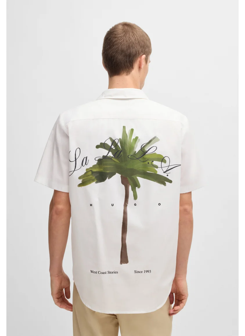 هوجو Relaxed-fit shirt in cotton with palm-tree prints