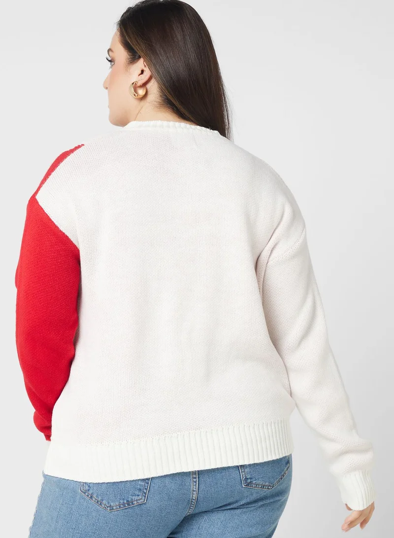Ginger Plus Printed Crew Neck Sweater