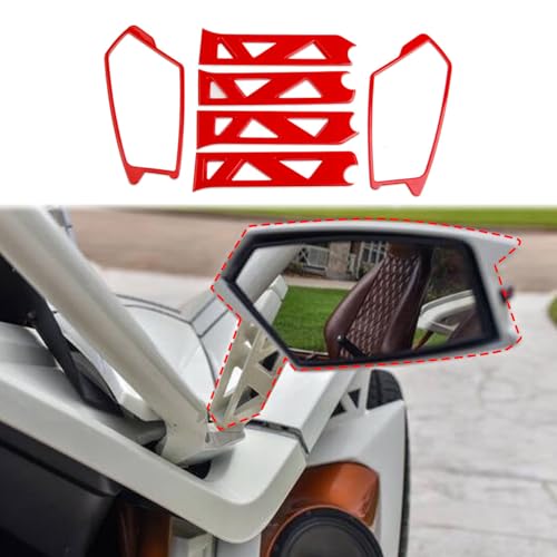 Fewshaw Side Rearview Mirror Guard Cover Molding Trim for Polaris Slingshot 2015-2025 (Mirror Frame+Handle(red)) - Image 2