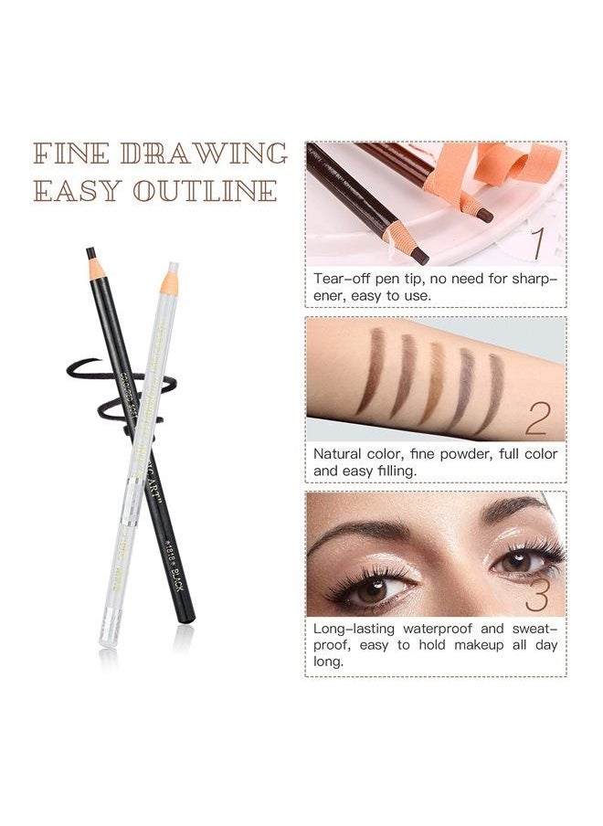 LSxia Waterproof Eye-Brows Pen-cil Set, Pull Cord Peel-off Eyebrow Pencil Microblading Eyebrow Pen Supplies Kit, White Eye-Liner Pencil and Eyebrows Tool Tattoo Makeup For Marking (5+1 Black)  - Image 4