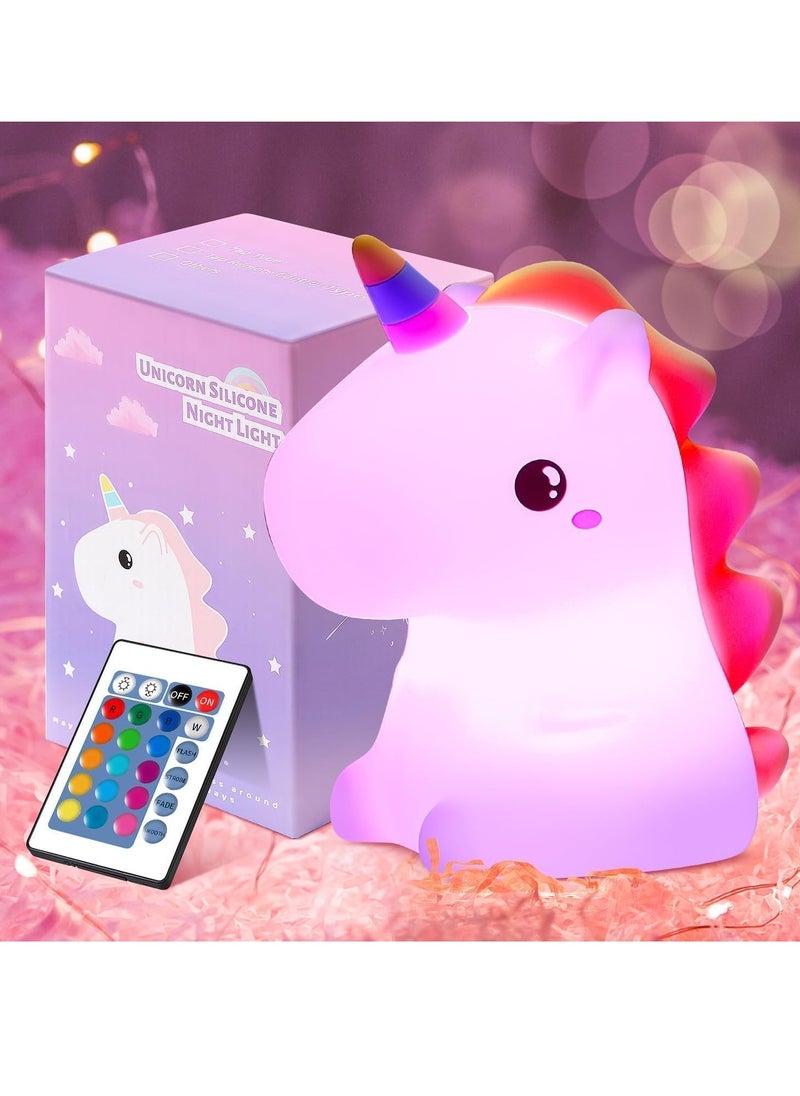 Generic Night Lamp for Kids Gifts Toys Girls Boys- 16 Colors, Remote & Tap Control, USB Rechargeable, Cute Night Lamp Gifts For Girls Unicorn Birthday Room Light| Night Lamp For Kids Nursery Decor  - Image 1