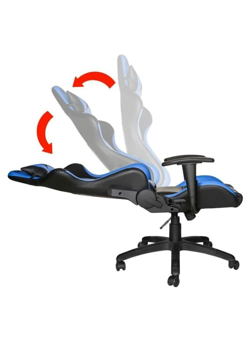 XTRIKE ME Gaming Chair Adjustable Computer Chair PC Office PU Leather High Back Lumbar Support comfortable armrest Headrest blue and black On Wheels - GC-905 Bu - Image 5