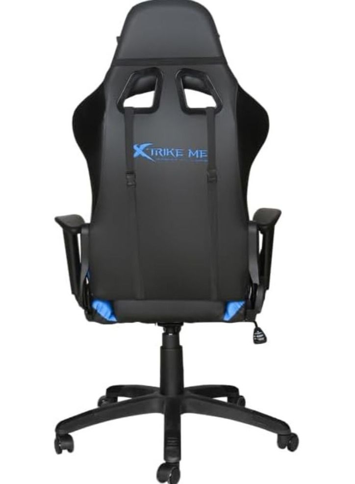 XTRIKE ME Gaming Chair Adjustable Computer Chair PC Office PU Leather High Back Lumbar Support comfortable armrest Headrest blue and black On Wheels - GC-905 Bu - Image 4