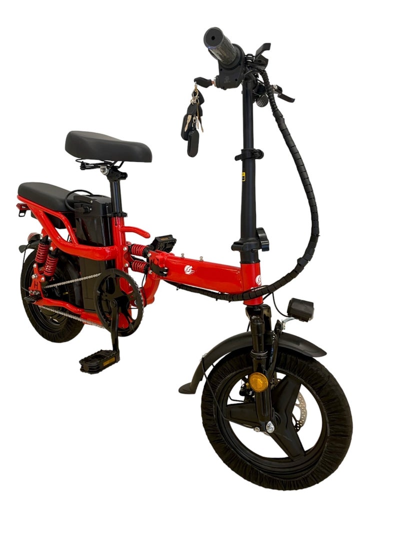 Generic Adult Electric Bicycle Bike Foldable Commuter Electric Bike 400W Motor 14 Inch 48V Electric Bike 13Ah Lithium Battery City Bike Max Speed 45Kmph Disc Brake Outdoor Riding  - Image 3