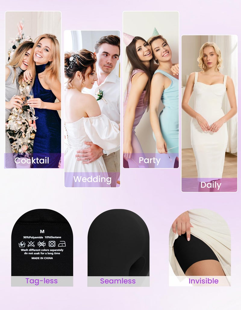 SIMIYA Shapewear Tummy Control Shorts for Women, 5-IN-1 Body Shaper High Waisted Girdle Boyshort Slip Short for Under Dresses Black - Image 5