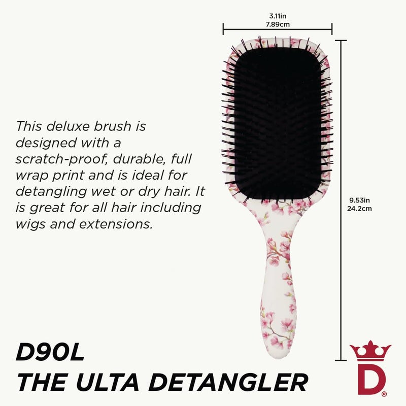 Denman Ultimate Detangling Hair Brush - Wet & Dry Detangler Brush for Long Hair, Wigs & Extensions - Ideal Hair Brushes for Women and Men, D90L Cherry Blossom - Image 2