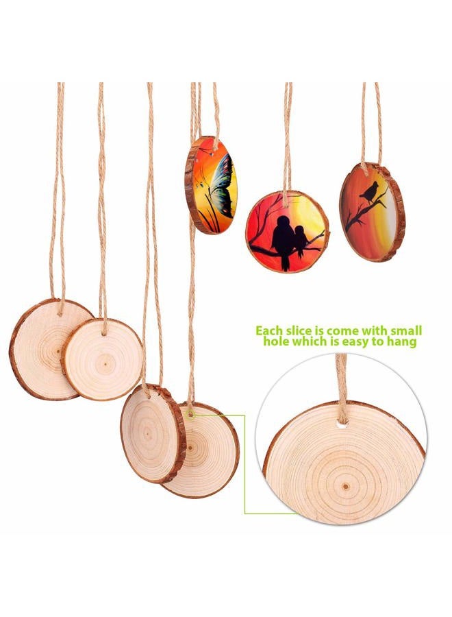 Fuyit Natural Wood Slices 30 Pcs 2.8-3.1 Inches Craft Wood Kit Unfinished Predrilled with Hole Wooden Circles Tree Slices for Arts and Crafts Christmas Ornaments DIY Crafts - Image 3