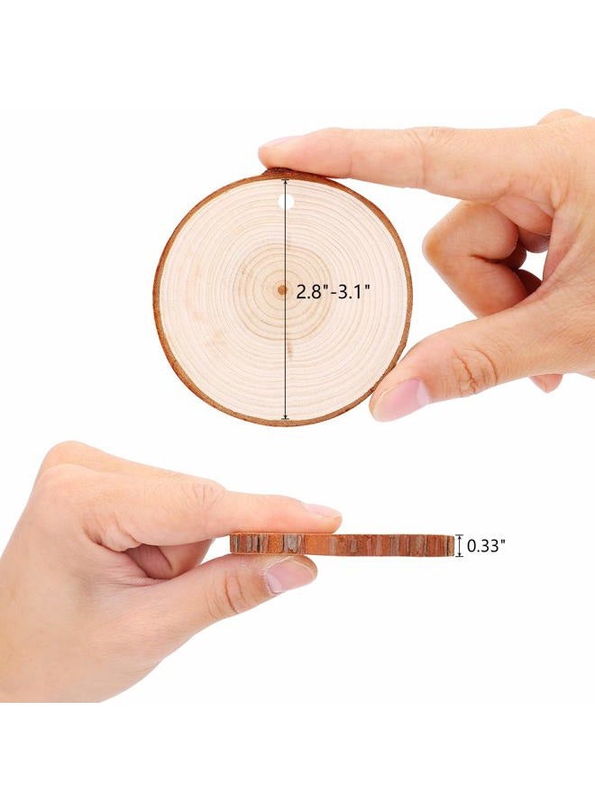 Fuyit Natural Wood Slices 30 Pcs 2.8-3.1 Inches Craft Wood Kit Unfinished Predrilled with Hole Wooden Circles Tree Slices for Arts and Crafts Christmas Ornaments DIY Crafts - Image 5