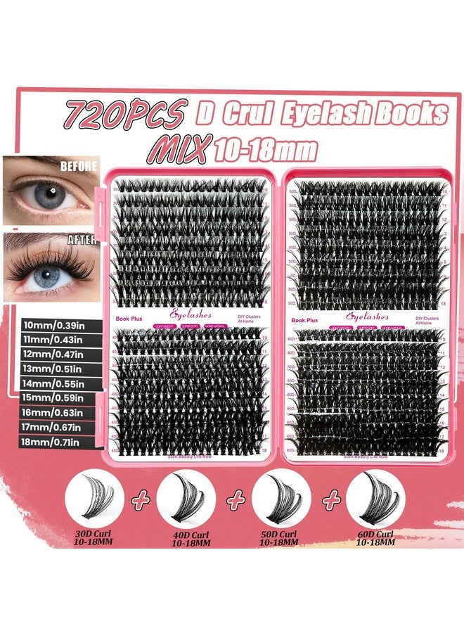 دي ان اس جوور مجموعة تمديد الرموش الصناعية 720 قطعة 10-18 مم رموش مجعدة على شكل حرف D مع غراء لاصق للرموش ومزيل شامبو الرموش وفرشاة تنظيف وعصابة رأس وسوار معصم وملاقط وفرشاة وضع الرموش - Image 1