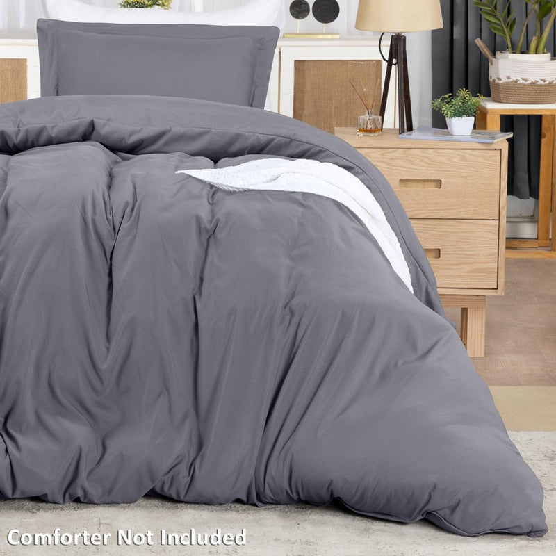 Utopia Bedding Duvet Cover Twin Size - 2 Piece with Zipper Closure - 1 Comforter Cover 68X90 Inches & 1 Pillow Sham 20X26 Inches (Grey) Comforter Not Included - Image 4