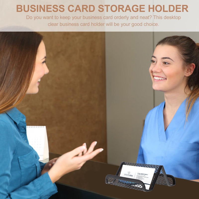 Black Metal Business Card Holder Multi Slot Desk Organizer 2 Pack - Image 5
