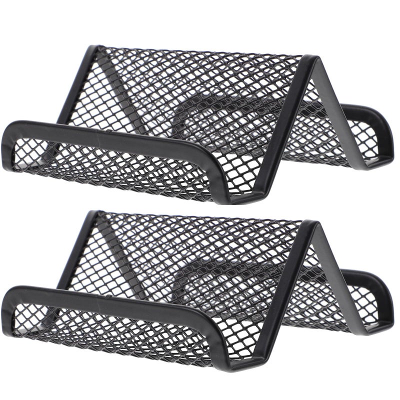 Black Metal Business Card Holder Multi Slot Desk Organizer 2 Pack - Image 2