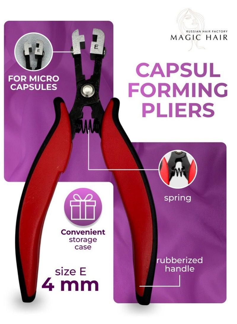 Professional 4mm Capsule Forming Pliers for Hair Extensions – Durable Spring Action with Rubberized Handle – Perfect for Standard Hair Capsules – Salon & Home Use