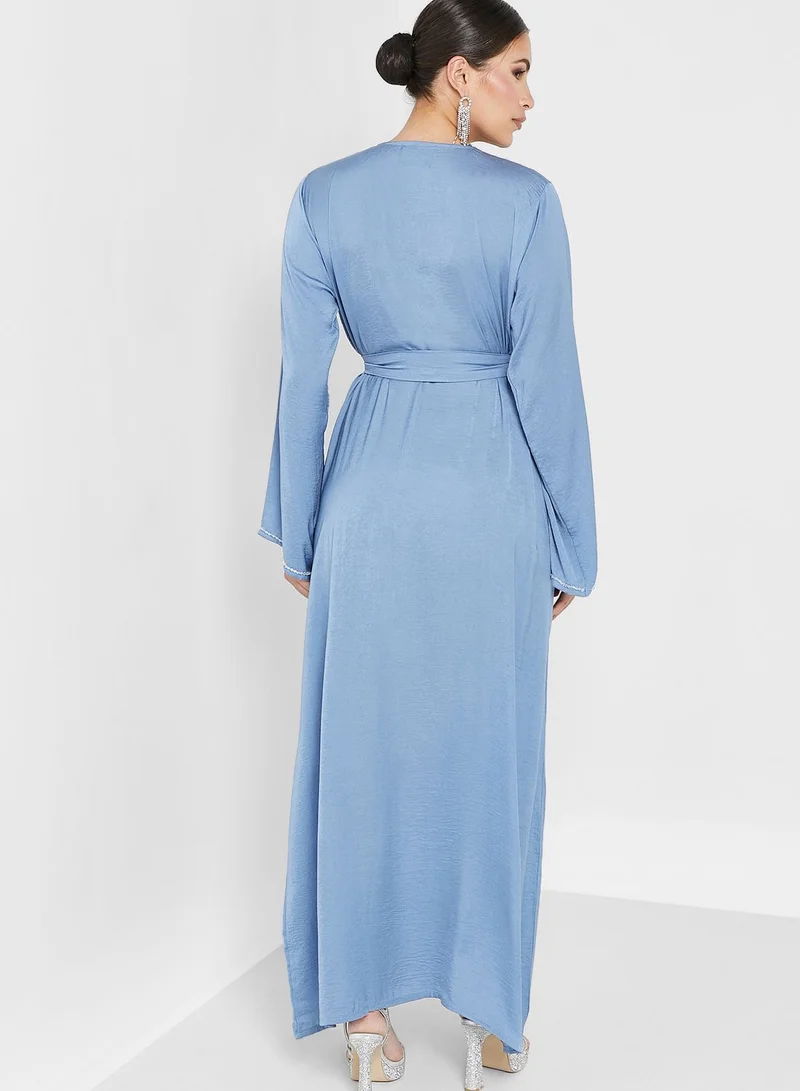 hayas closet Embellished Belted Jalabiya