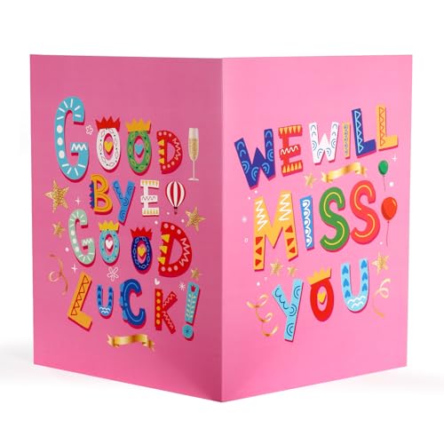 Gosknor Goodbye Good Luck Card, 15.75x10.63in Large Good Bye Greeting with Envelope Coworker Going Away Leaving Congratulations New Job We Will Miss You Card for Colleague Retirement Farewell - Image 1