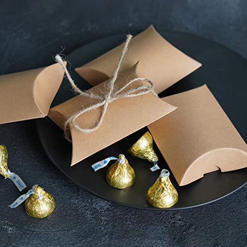 AWESON PARTY Vintage Kraft Paper Pillow Candy Box Thank You Treat Box Kit Rustic Gift Boxes with Twine for Wedding Favors Baby Shower Birthday Party Supplies, 50pc - Image 4