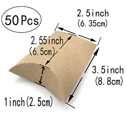 AWESON PARTY Vintage Kraft Paper Pillow Candy Box Thank You Treat Box Kit Rustic Gift Boxes with Twine for Wedding Favors Baby Shower Birthday Party Supplies, 50pc - Image 2