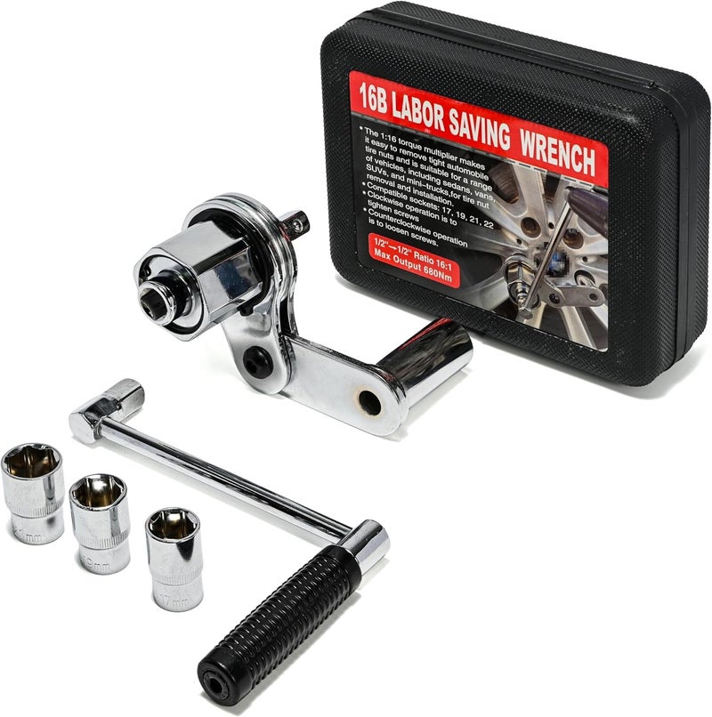 Hetkrishi Torque Multiplier, Heavy Duty Torque Multiplier Wrench Set for Lug Nut Remover 1/2 Driver 1:16 Labor Saving Wrench - Image 1