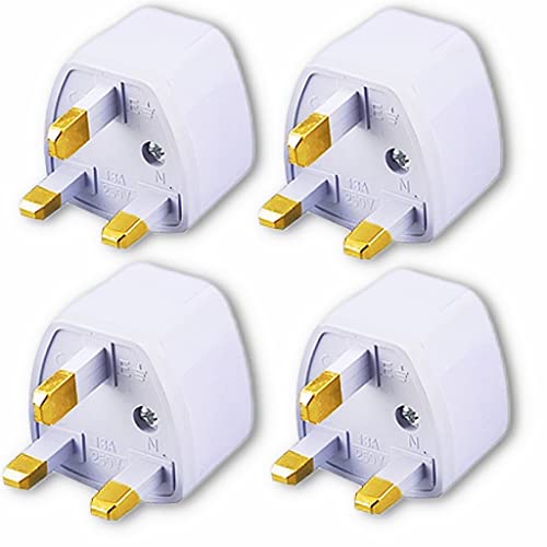 KAVANA India to UK Adaptor Plug, UK Adapter for Indian Pins,Universal Adapter, Worldwide Travel Adapter for Hong Kong, UAE, Dubai, Singapore England Universal Travel Adapter Power Plug (Pack of 4) - Image 1