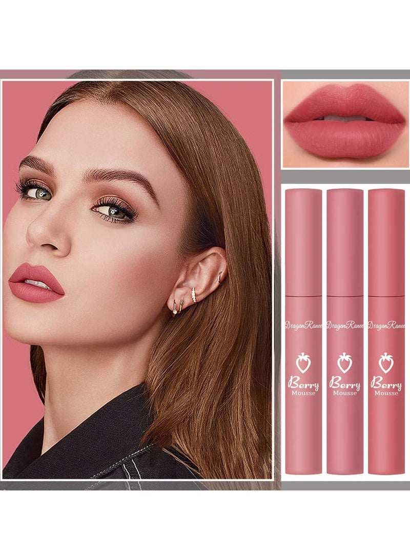 Dragon Ranee 3 Piece Nude Matte Lipstick Set - Velvet Smooth & Moisturizing Long Lasting Lip Crayon, Waterproof Lip Gloss for Women, Natural Nude Lip Stain Makeup - Image 4