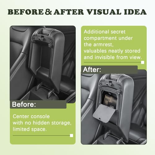 HGWEI Hidden Center Console Organizer Compatible with 2023-2026 Kia Sportage Interior Accessories - Lid of Armrest Storage Box NQ5 Secret Compartment Insert Tray, Black - Image 5