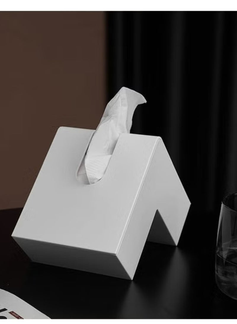 علبة مناديل بيضاء فريدة على شكل مثلث - Image 1