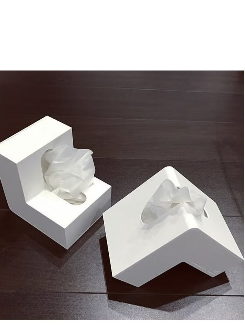 علبة مناديل بيضاء فريدة على شكل مثلث - Image 2