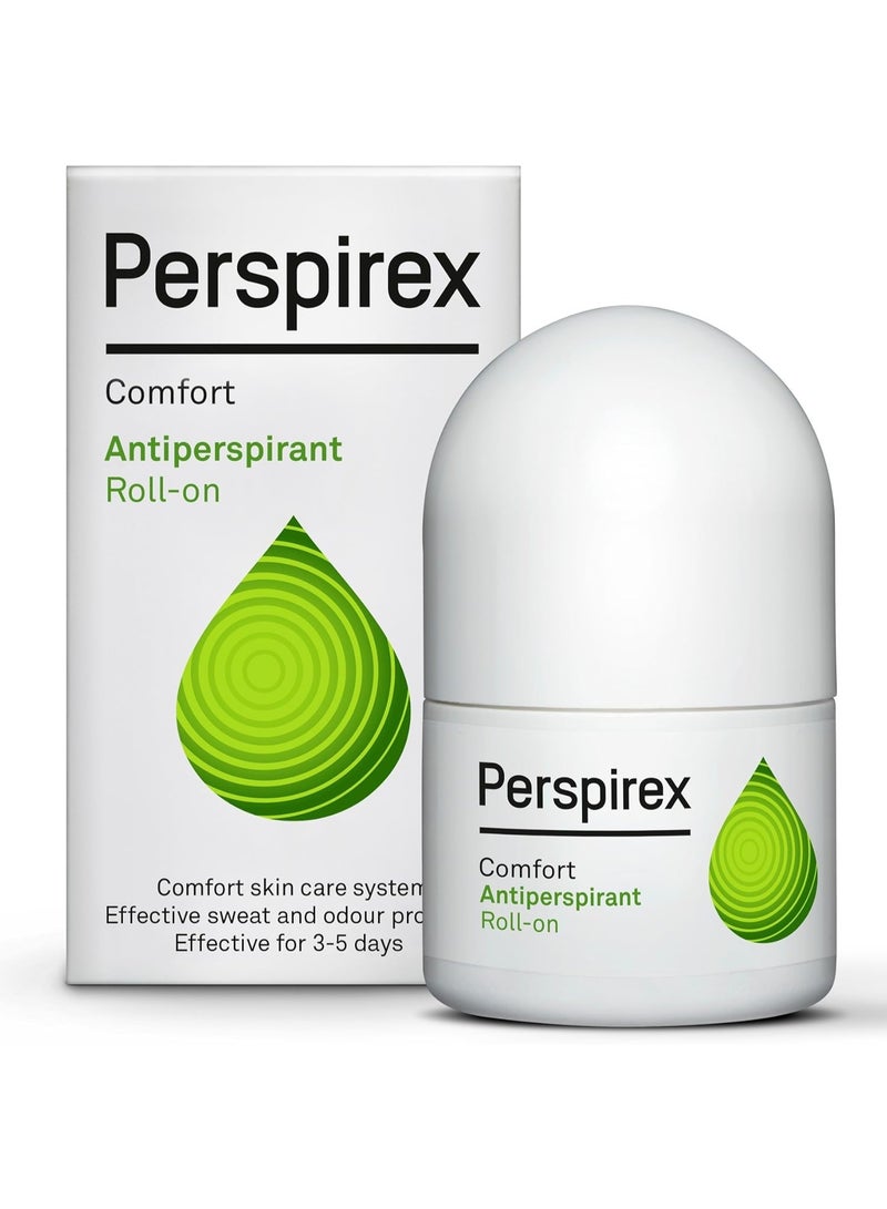 Perspirex Comfort Antiperspirant Roll-On 20ml for Sensitive Skin | Long-Lasting Sweat & Odour Protection | Gentle Clinical Strength Antiperspirant for Men & Women