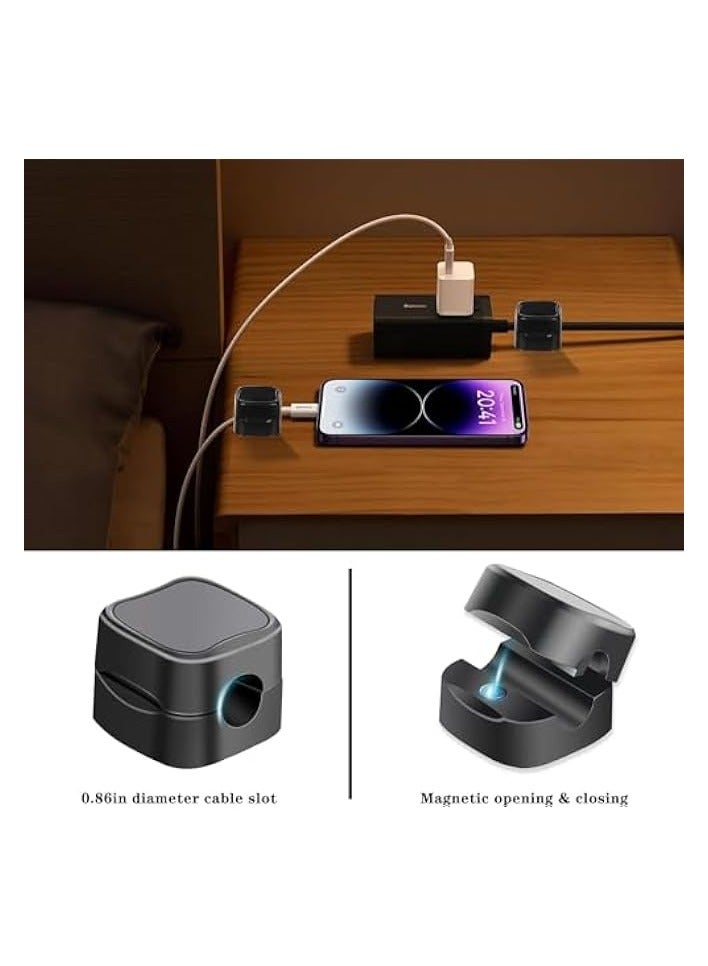 erorex Magnetic Cord Holder,12 Pack Cable Organizer Adhesive Charger Cable Management Clips Smooth Adjustable Wire Holder Keeper Cord Organizer Cable Clip for Home Office Wall Desktop Nightstand - Image 2