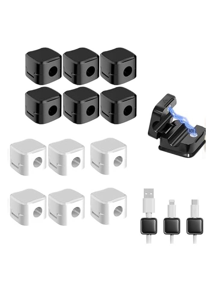 erorex Magnetic Cord Holder,12 Pack Cable Organizer Adhesive Charger Cable Management Clips Smooth Adjustable Wire Holder Keeper Cord Organizer Cable Clip for Home Office Wall Desktop Nightstand - Image 1