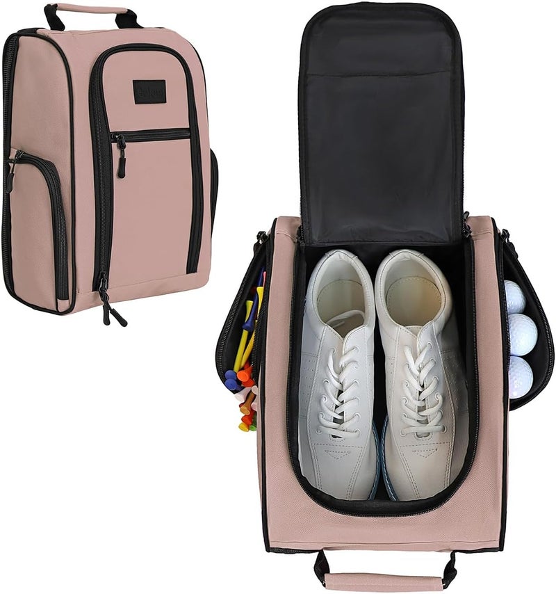 Goloni Ventilated Golf Shoe Bag Men Women Padded Travel Shoe Bag Sport Shoe Carrier Bags with Side Accessory Pockets for Socks, Tees, Golf Balls,Light Pink - Image 1